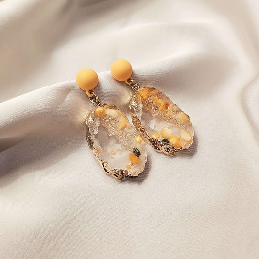 Amorphous Grey Rock and Pearl Earrings - FAH Jewelry