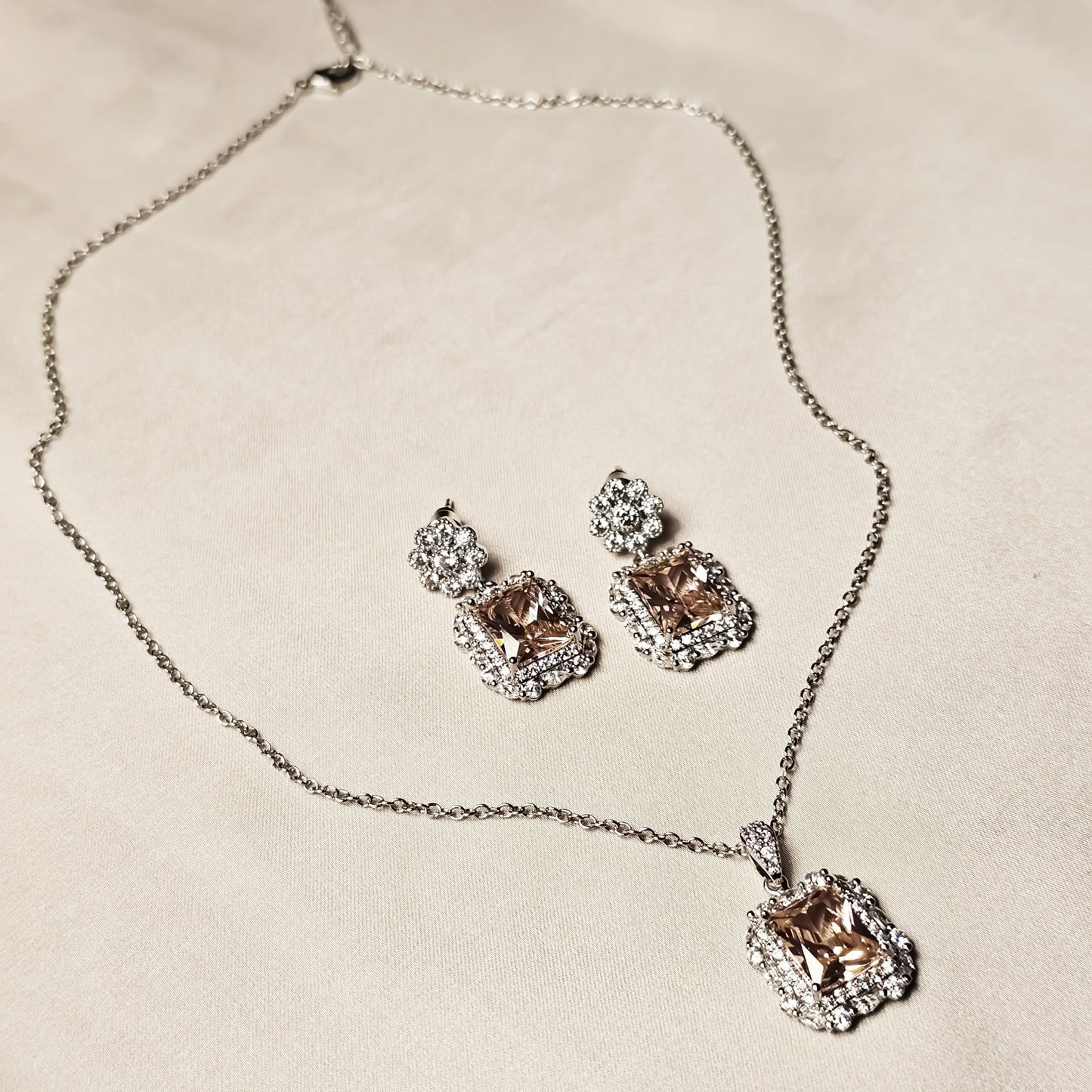 Auralis Pink Pendant Set With Earrings - FAH Jewelry