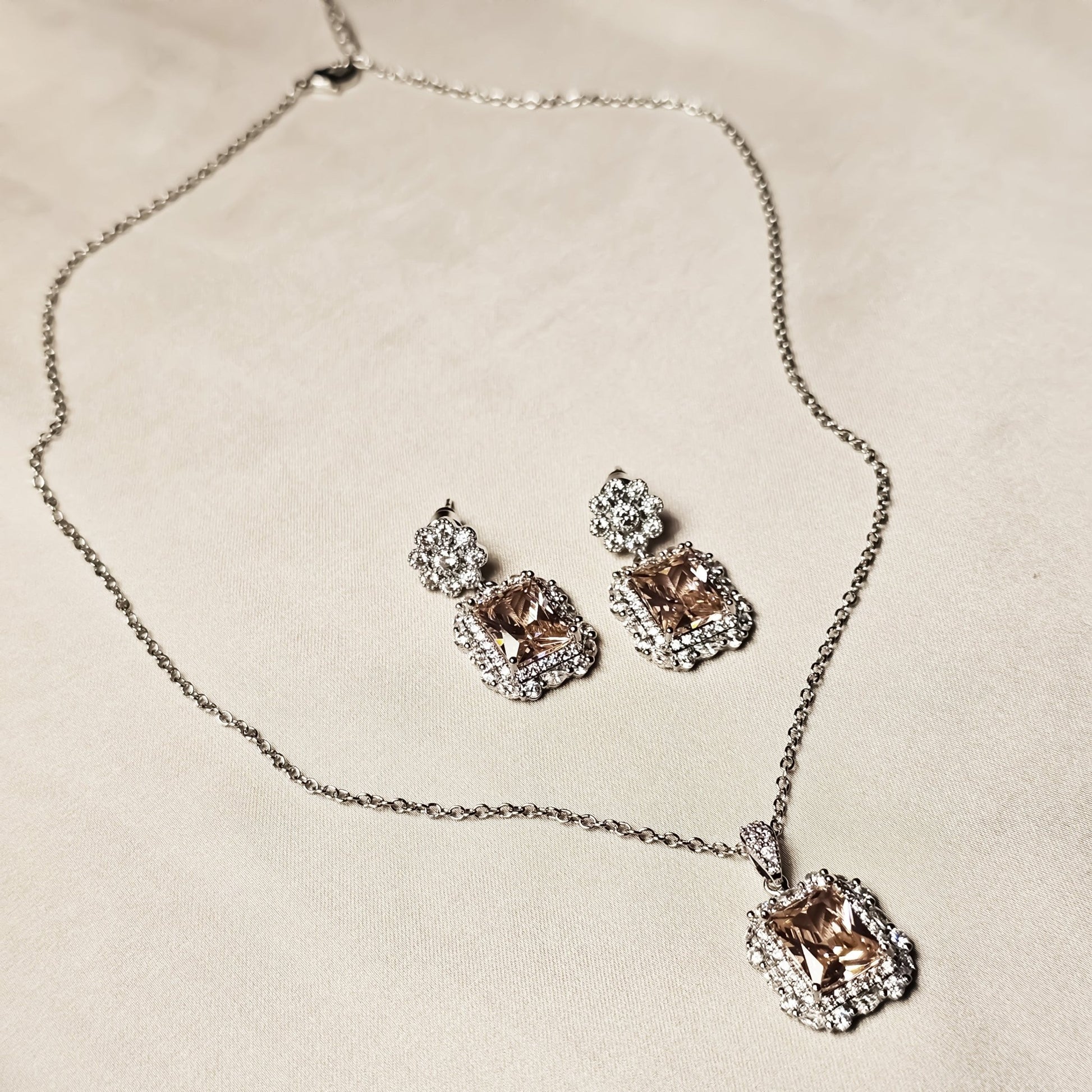 Auralis Pink Pendant Set With Earrings - FAH Jewelry