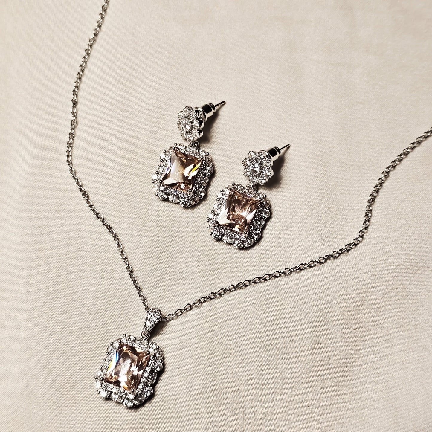 Auralis Pink Pendant Set With Earrings - FAH Jewelry