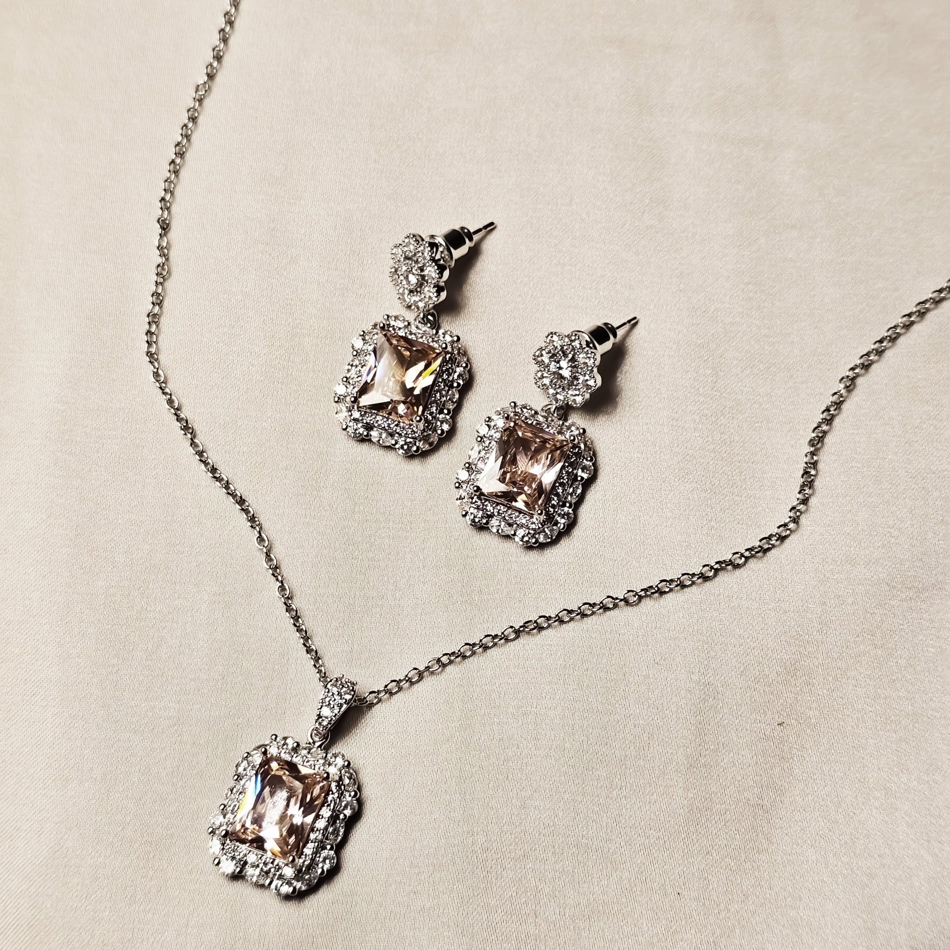 Auralis Pink Pendant Set With Earrings - FAH Jewelry