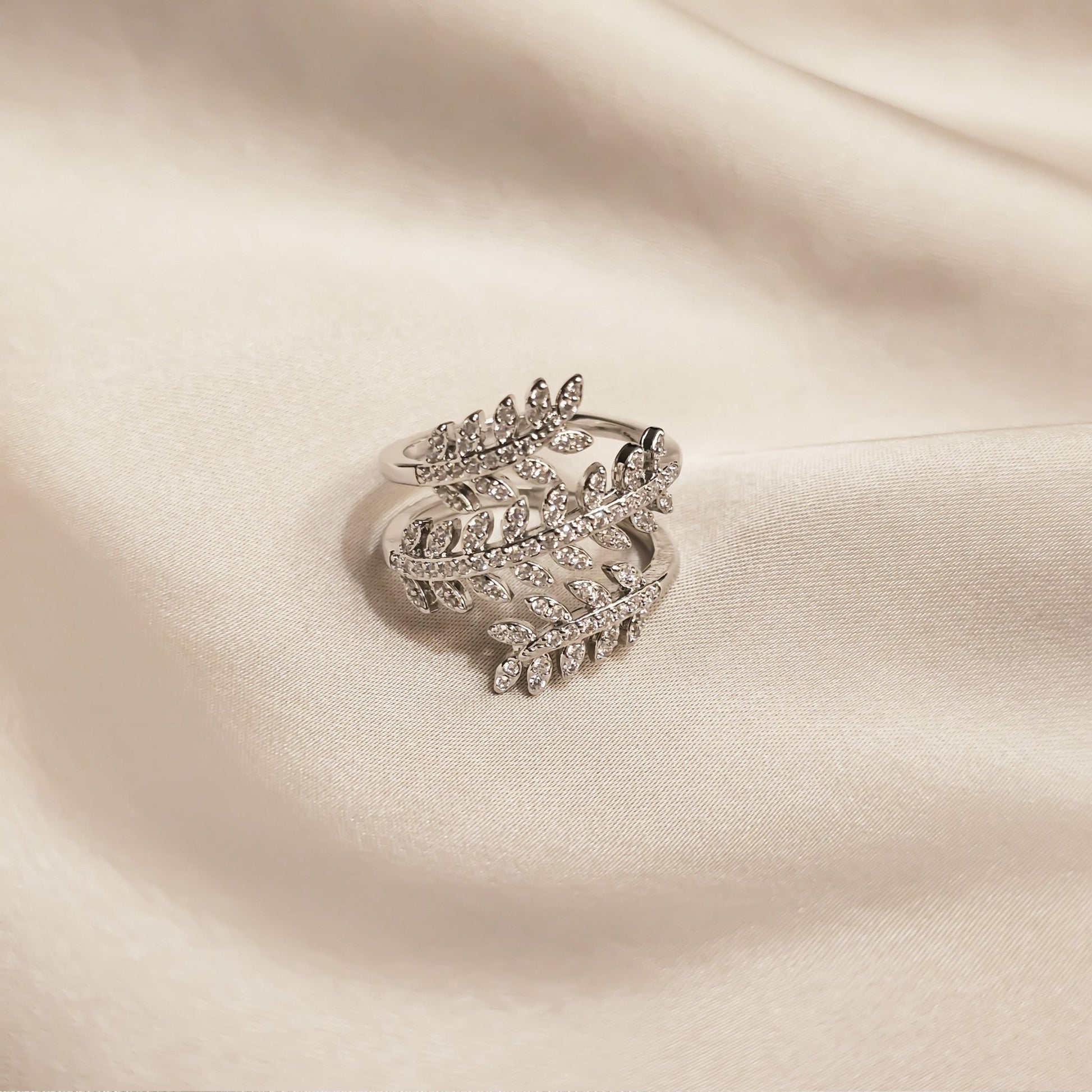 Aurora Leaf Zircon Ring - FAH Jewelry