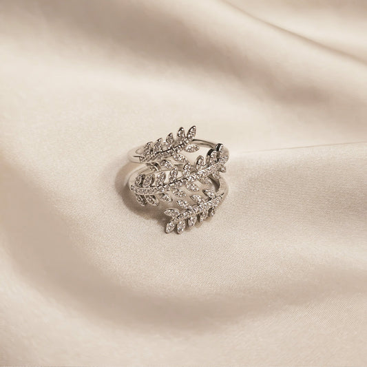 Aurora Leaf Zircon Ring - FAH Jewelry