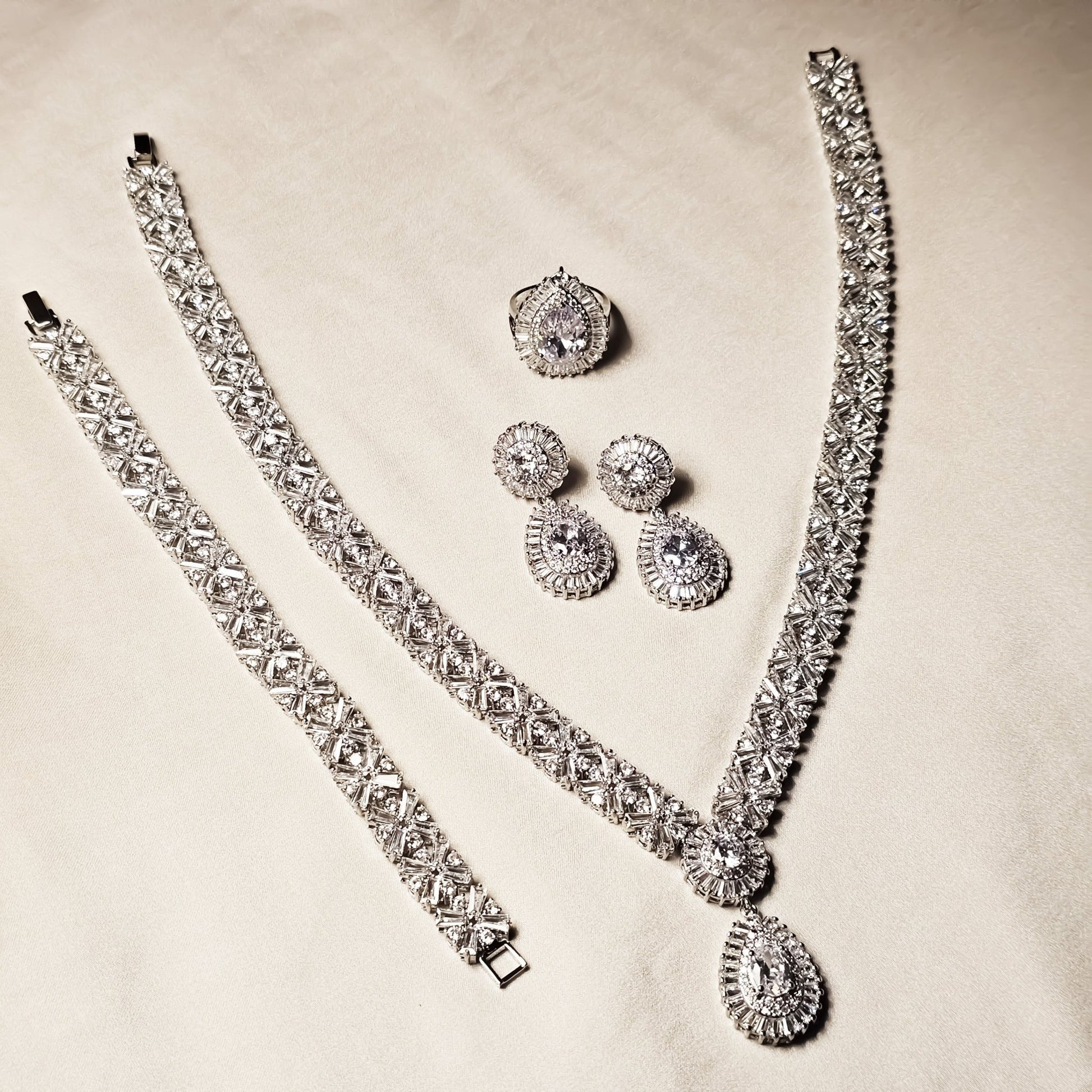 Celeste Platinum Crystal Necklace - FAH Jewelry