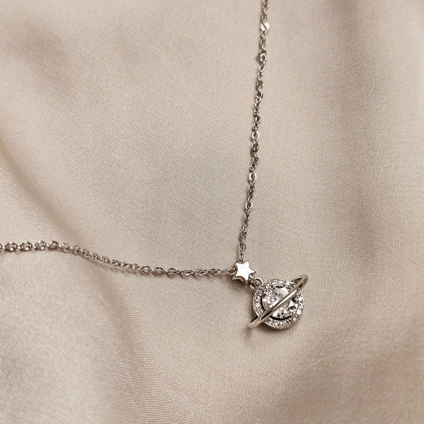 Celestial Galaxy Necklace with Zirconia Artisan - Crafted - FAH Jewelry