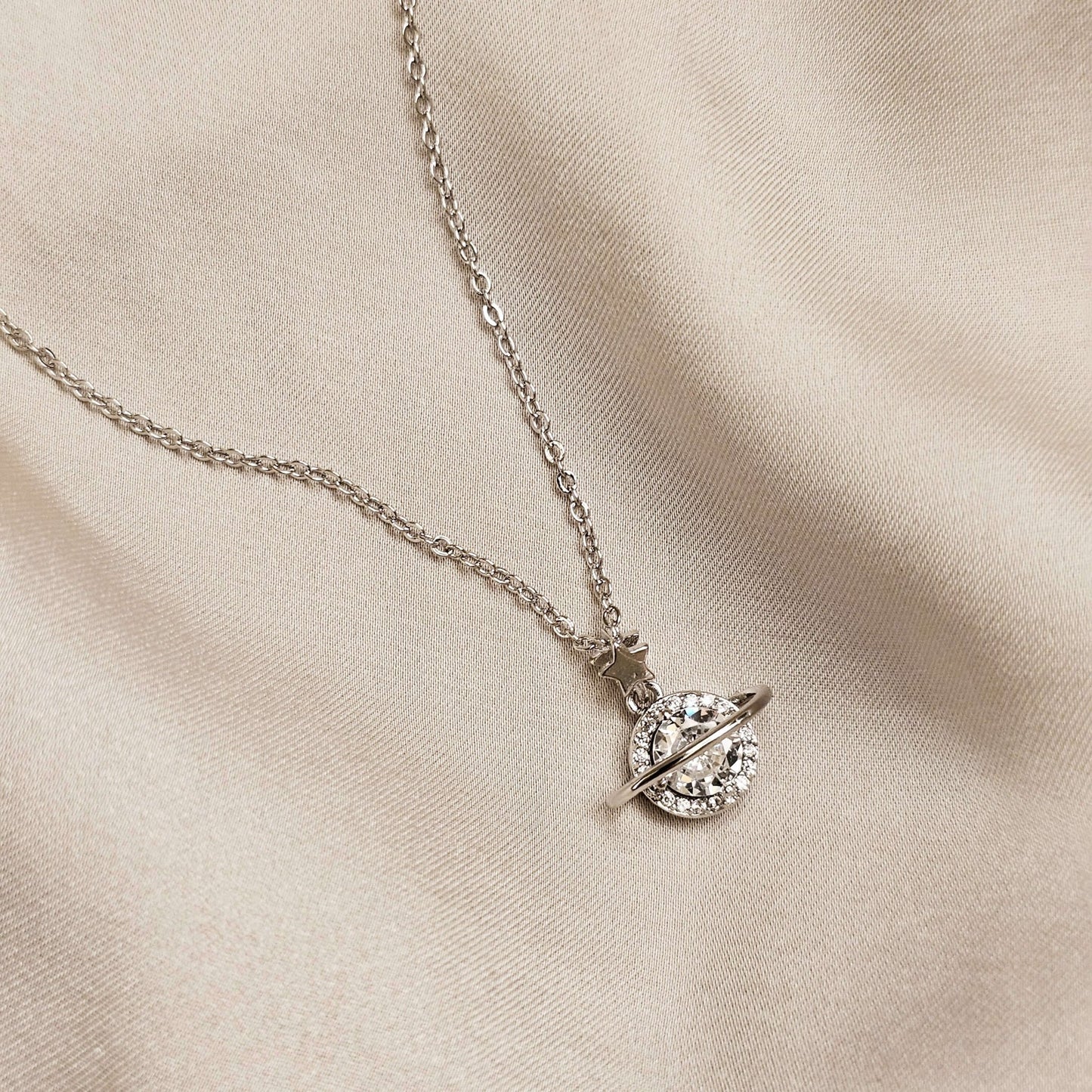 Celestial Galaxy Necklace with Zirconia Artisan - Crafted - FAH Jewelry