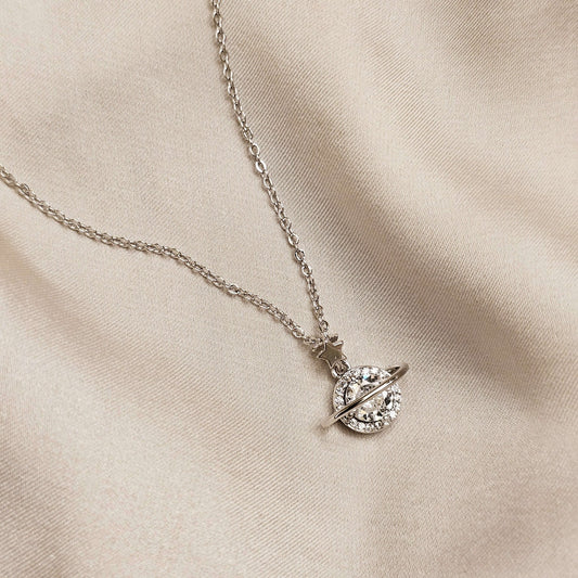 Celestial Galaxy Necklace with Zirconia Artisan - Crafted - FAH Jewelry