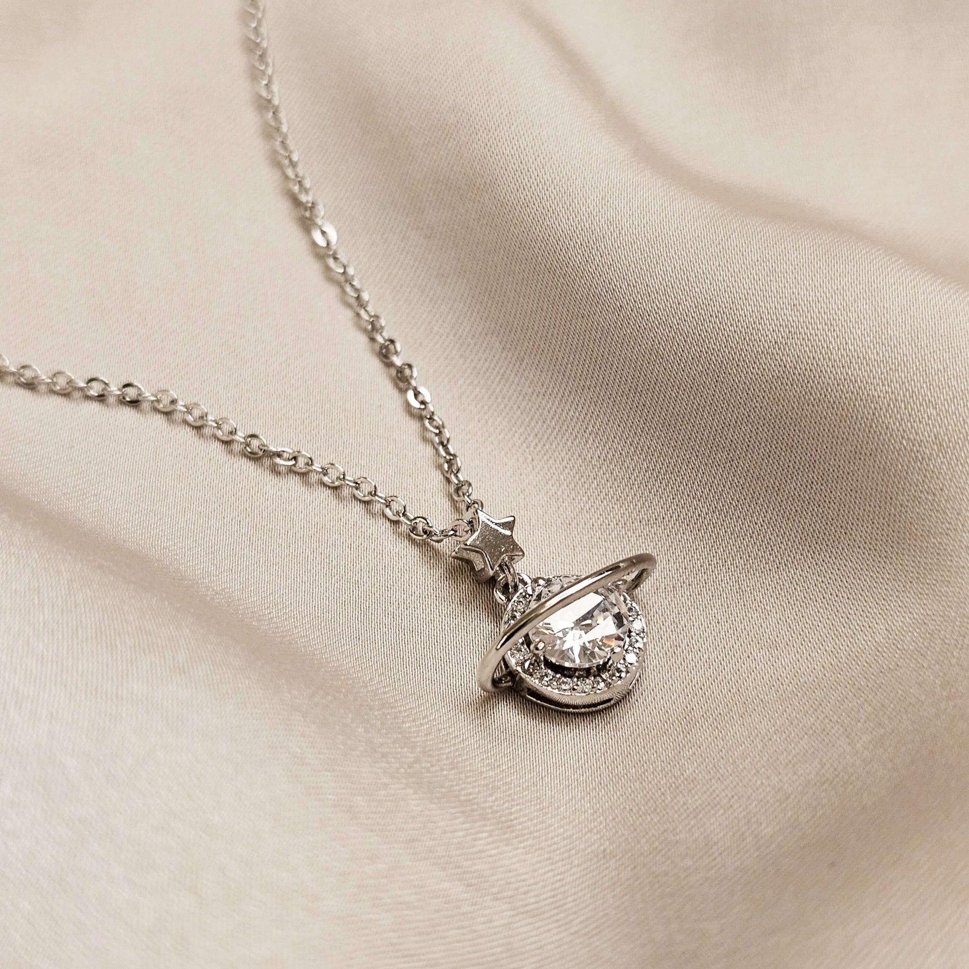 Celestial Galaxy Necklace with Zirconia Artisan - Crafted - FAH Jewelry