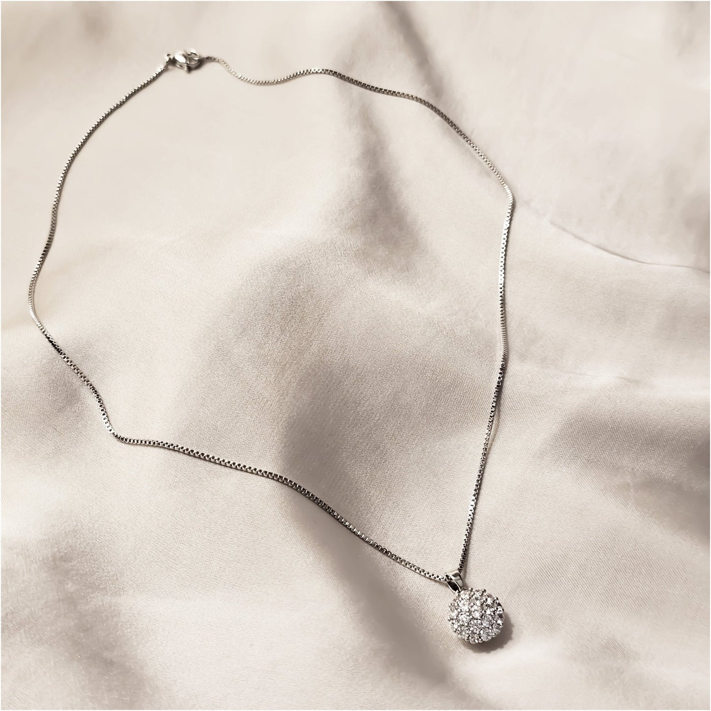 Classic Paved Round Bezel Silver Necklace - FAH Jewelry
