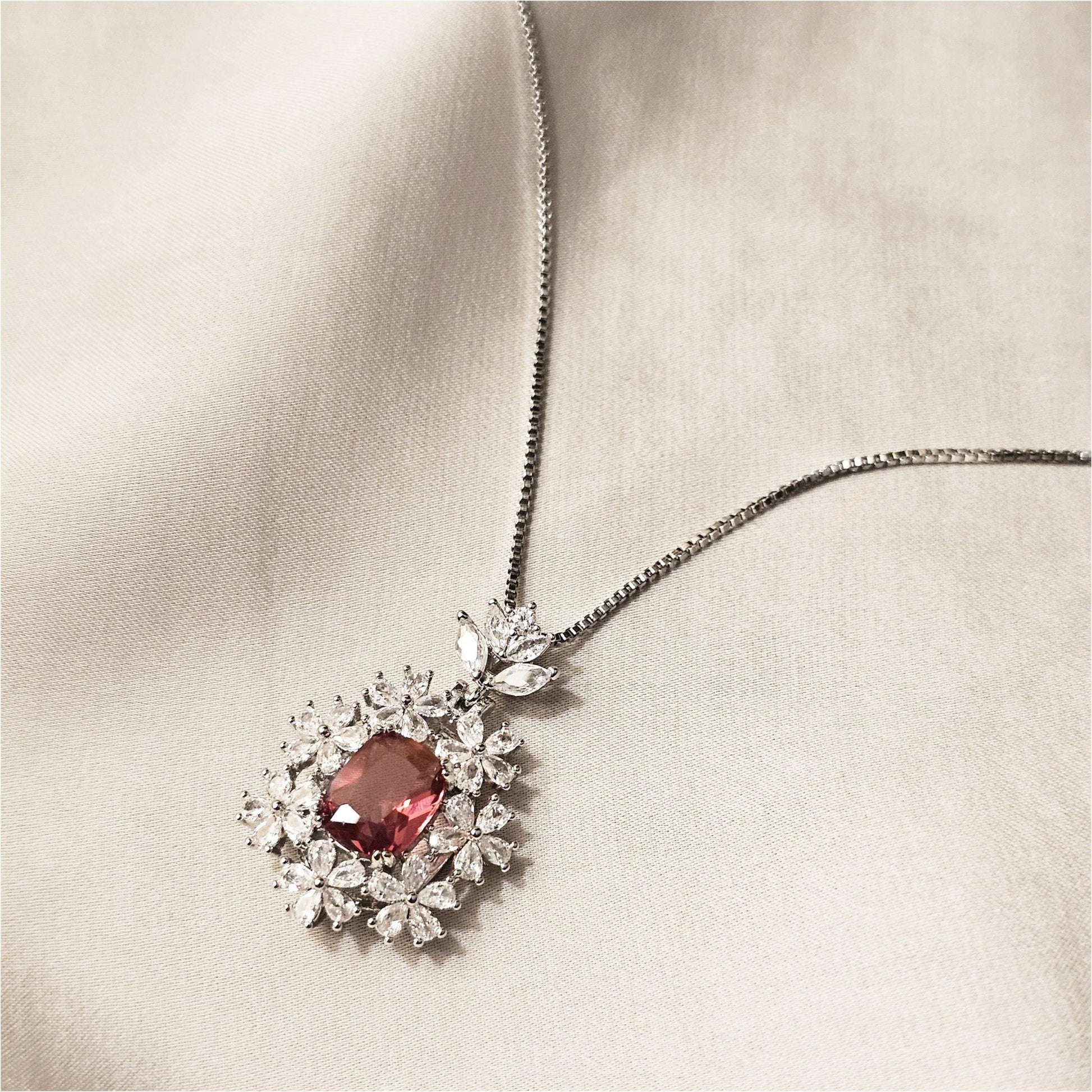 Classy Drop Zircon Lux - Silver - Red Pendant - FAH Jewelry