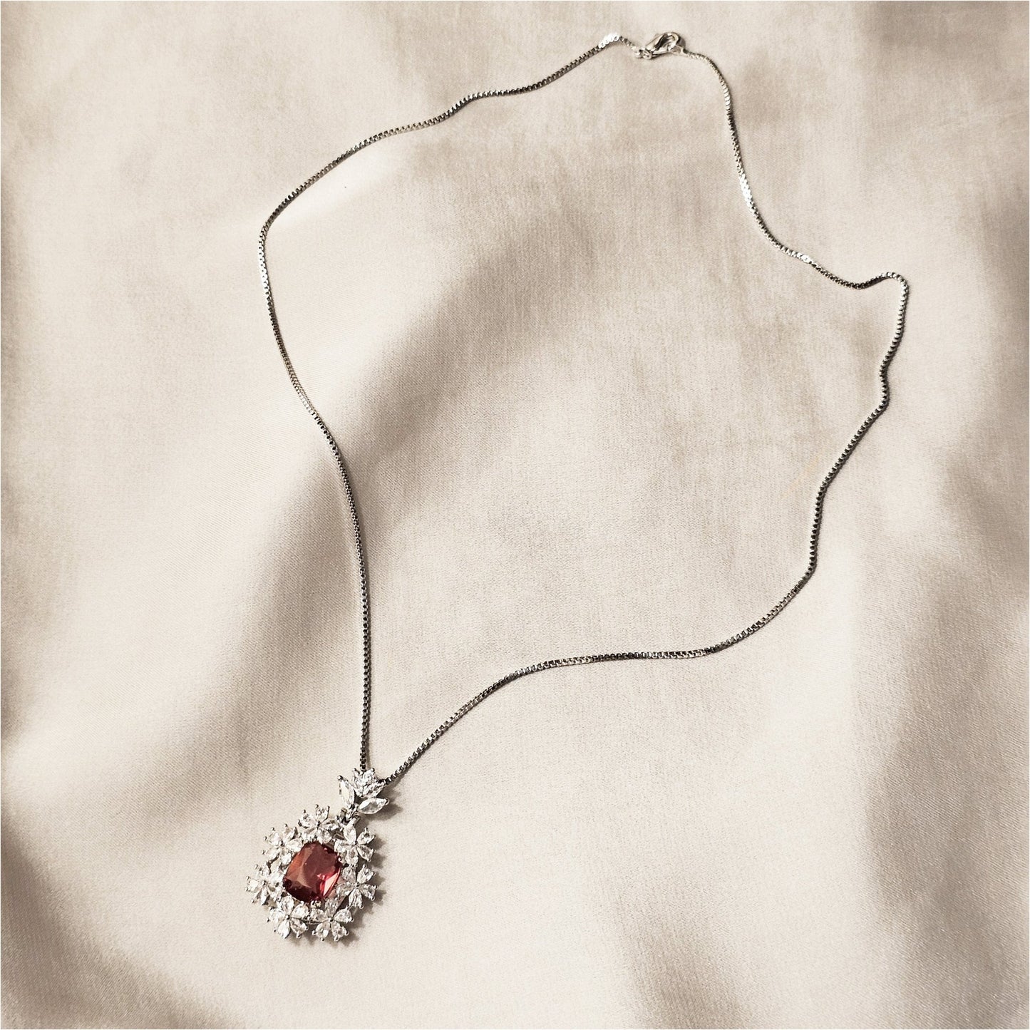 Classy Drop Zircon Lux - Silver - Red Pendant - FAH Jewelry