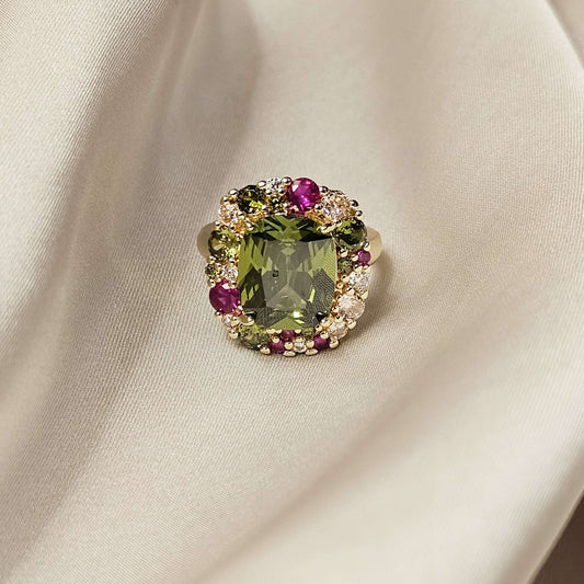 Colorful Green Cubic Zirconia Ring - FAH Jewelry