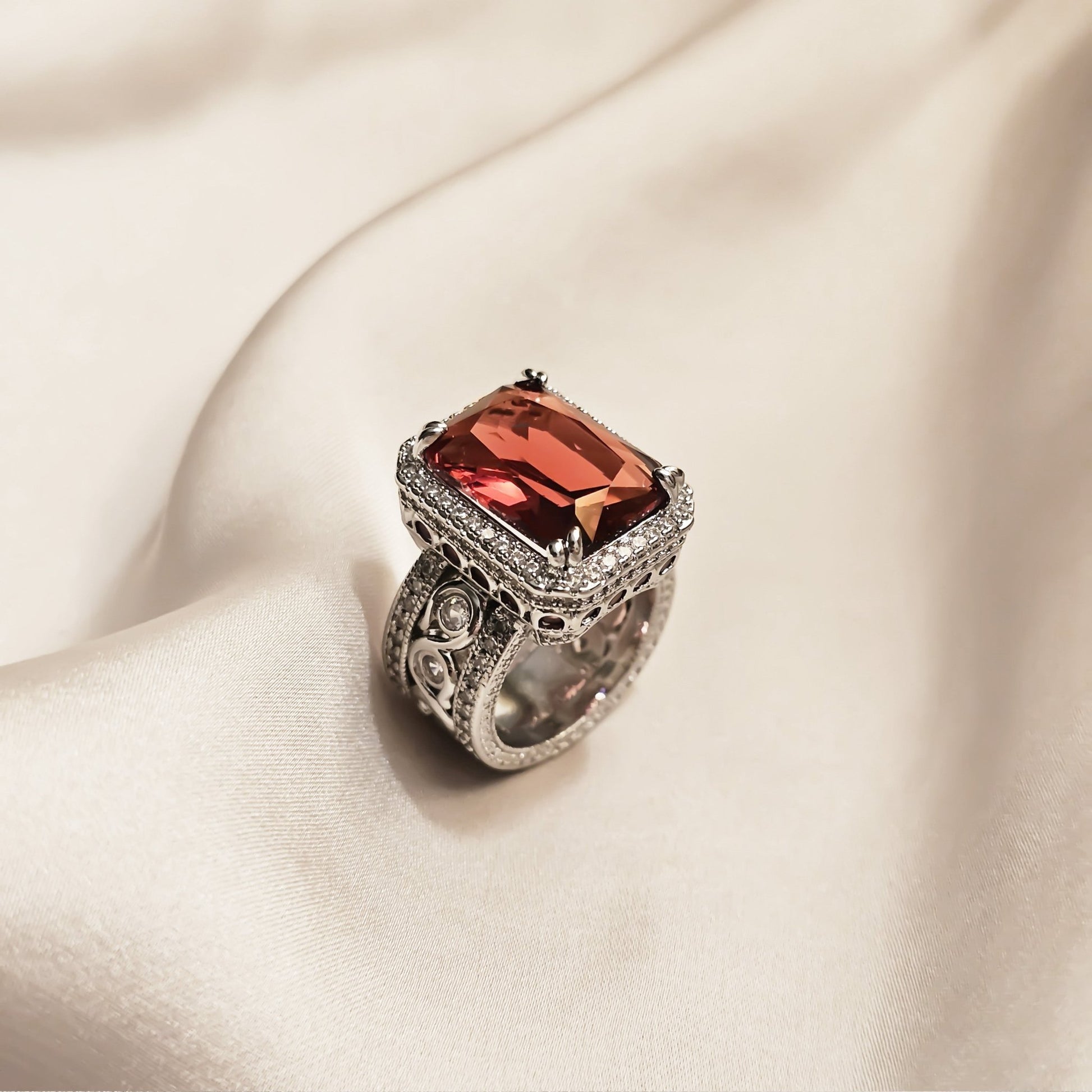 Crimson Crown Zircon Ring - FAH Jewelry