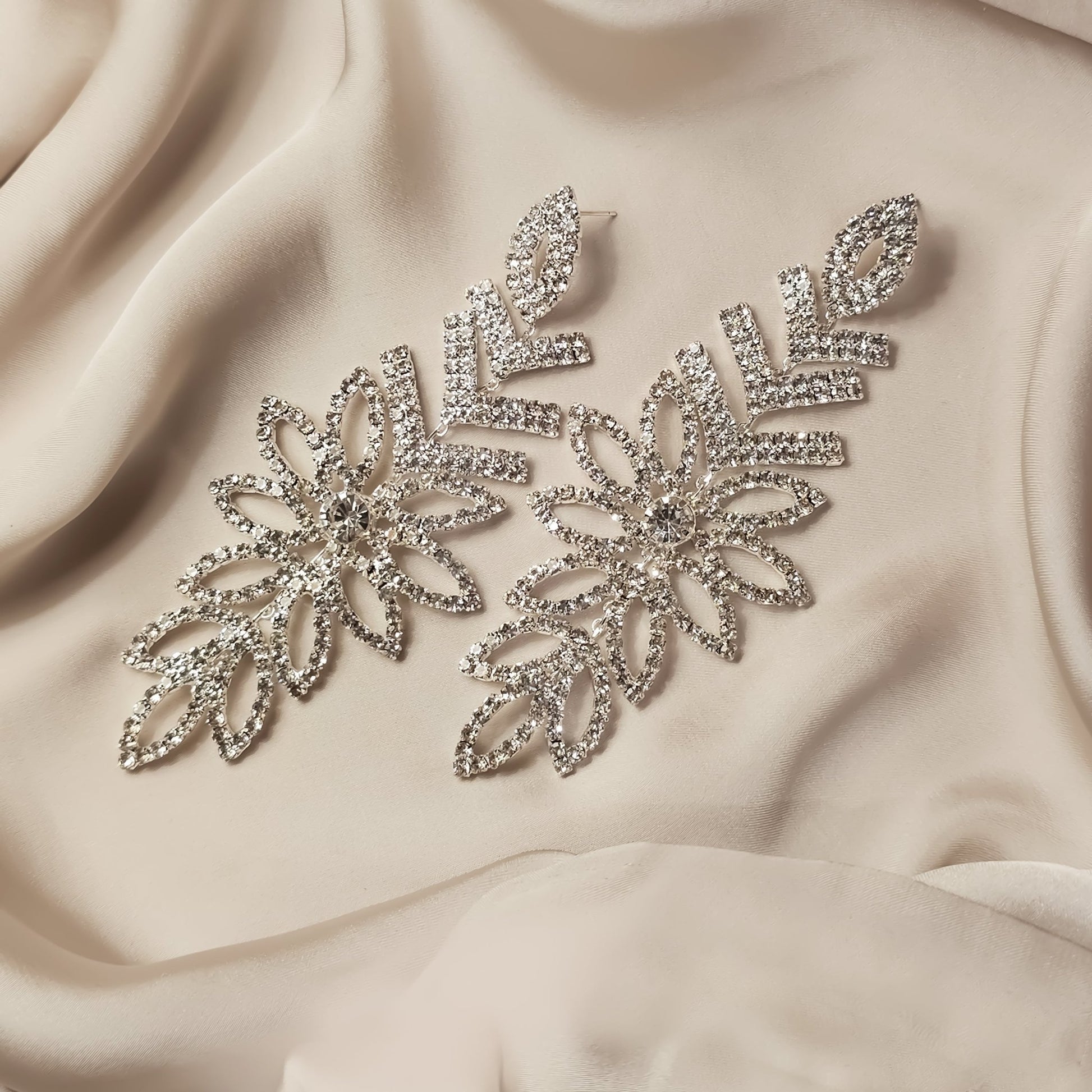 Crystal Leaf Earrings - FAH Jewelry