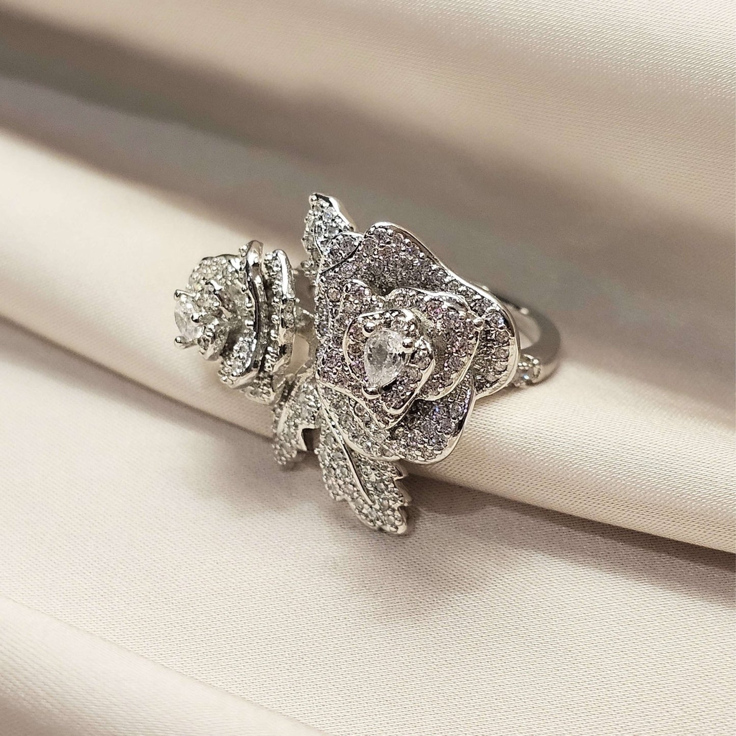 Diamond Cut Zircon Flower Ring - FAH Jewelry