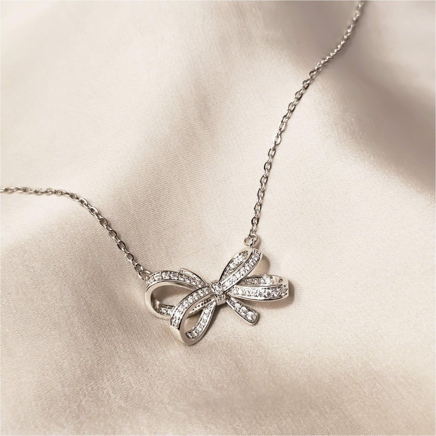 Drop Bow Knot Moissanite Pendant - FAH Jewelry