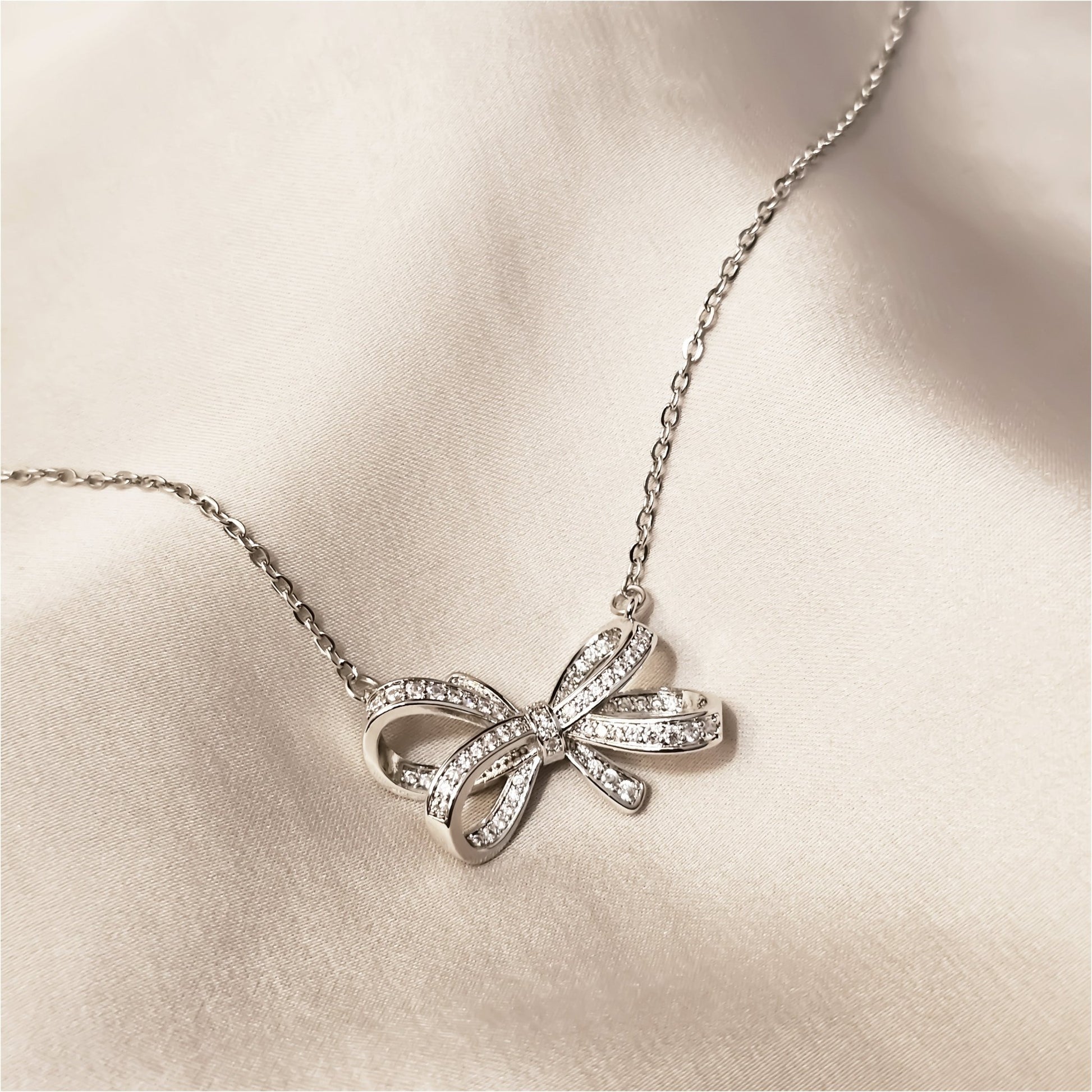 Drop Bow Knot Moissanite Pendant - FAH Jewelry