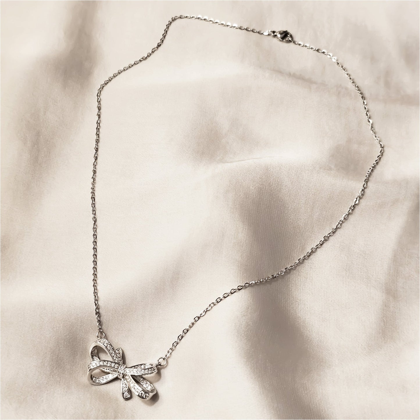 Drop Bow Knot Moissanite Pendant - FAH Jewelry