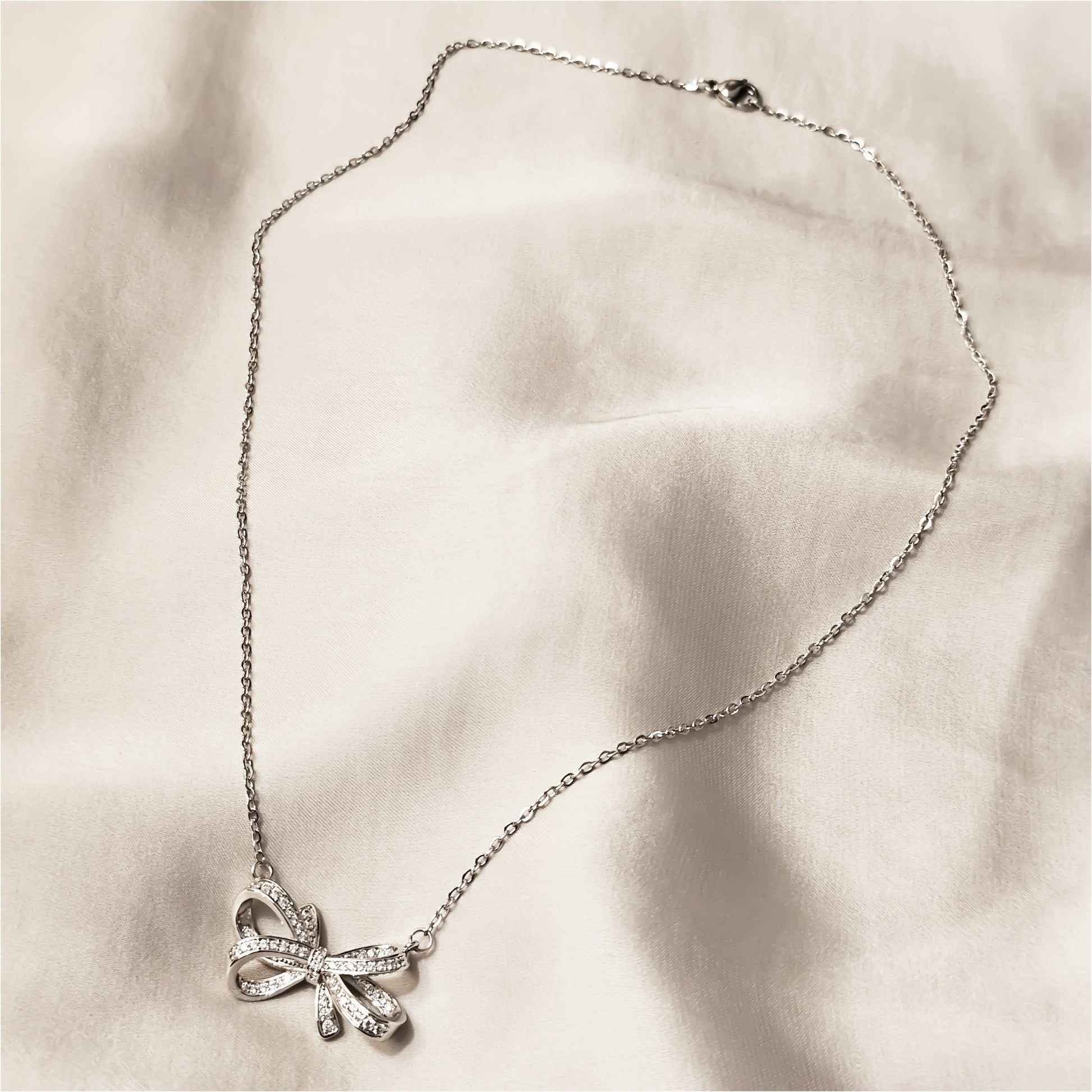 Drop Bow Knot Moissanite Pendant - FAH Jewelry