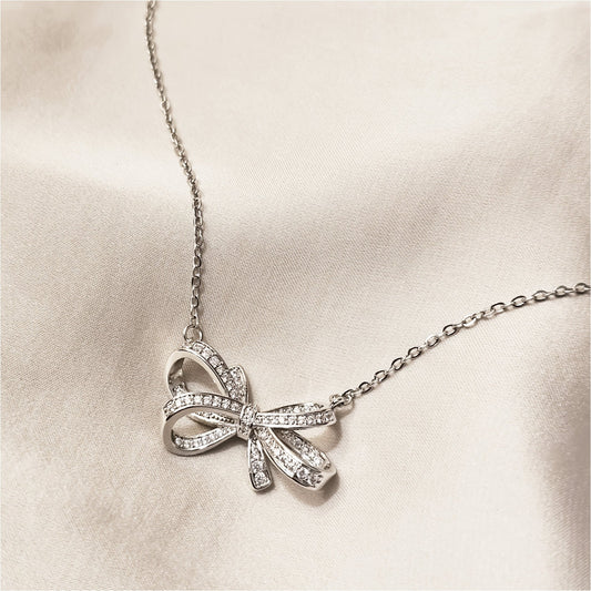 Drop Bow Knot Moissanite Pendant - FAH Jewelry