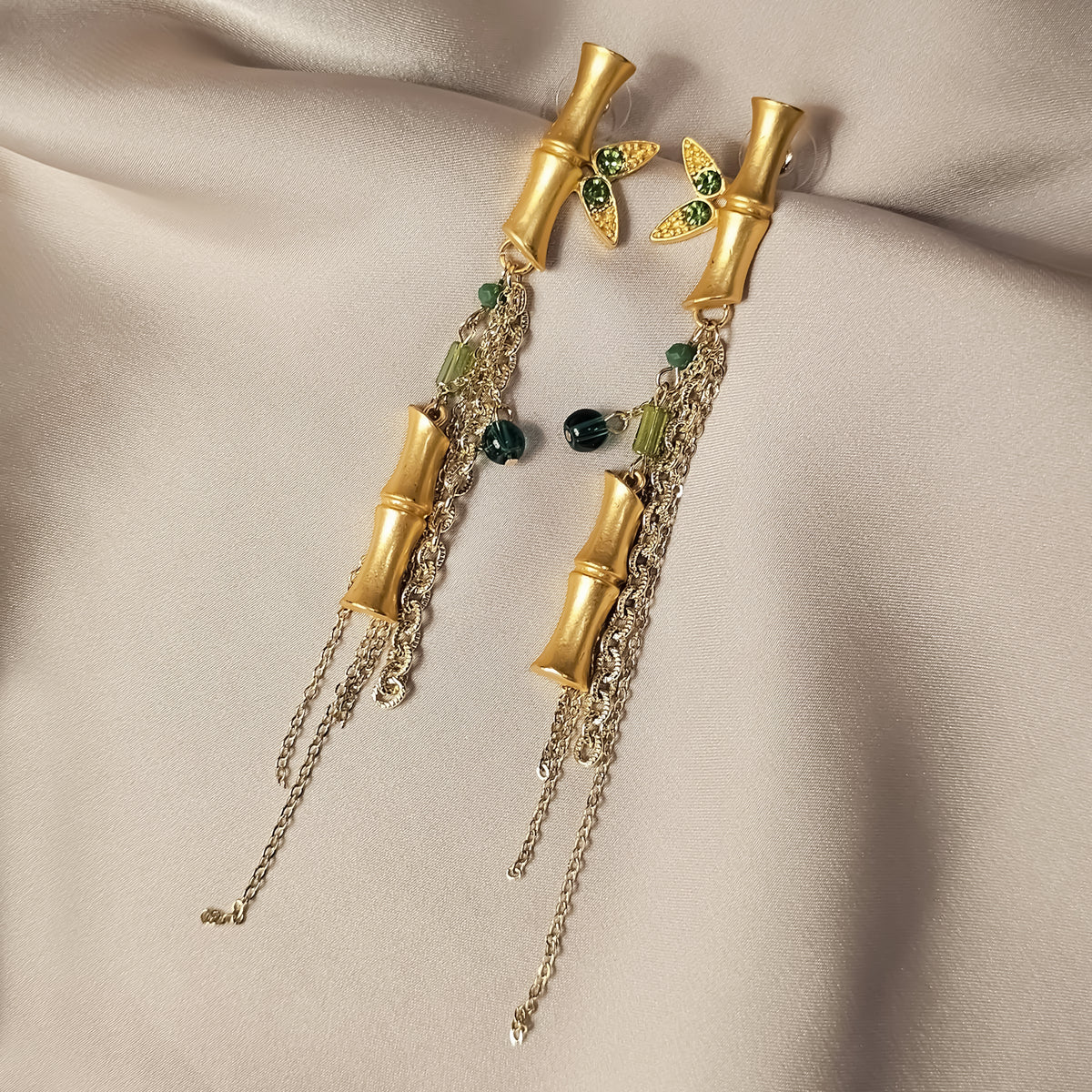 Design Glazed Palace Long Tassel Drop Earrings