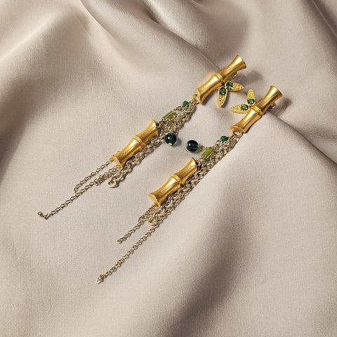 Design Glazed Palace Long Tassel Drop Earrings