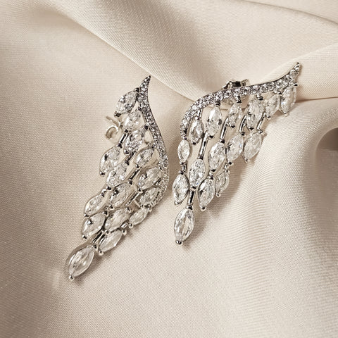 Majestic Angel Wing Silver Earrings