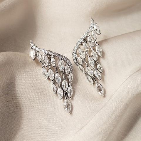 Majestic Angel Wing Silver Earrings