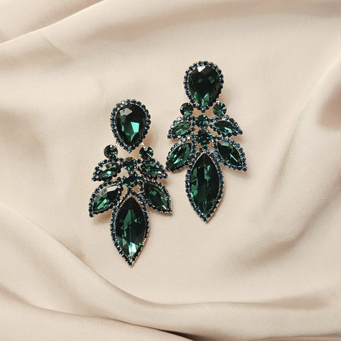 Emerald Green Crystal Rhinestone Wedding Drop Dangle Earring