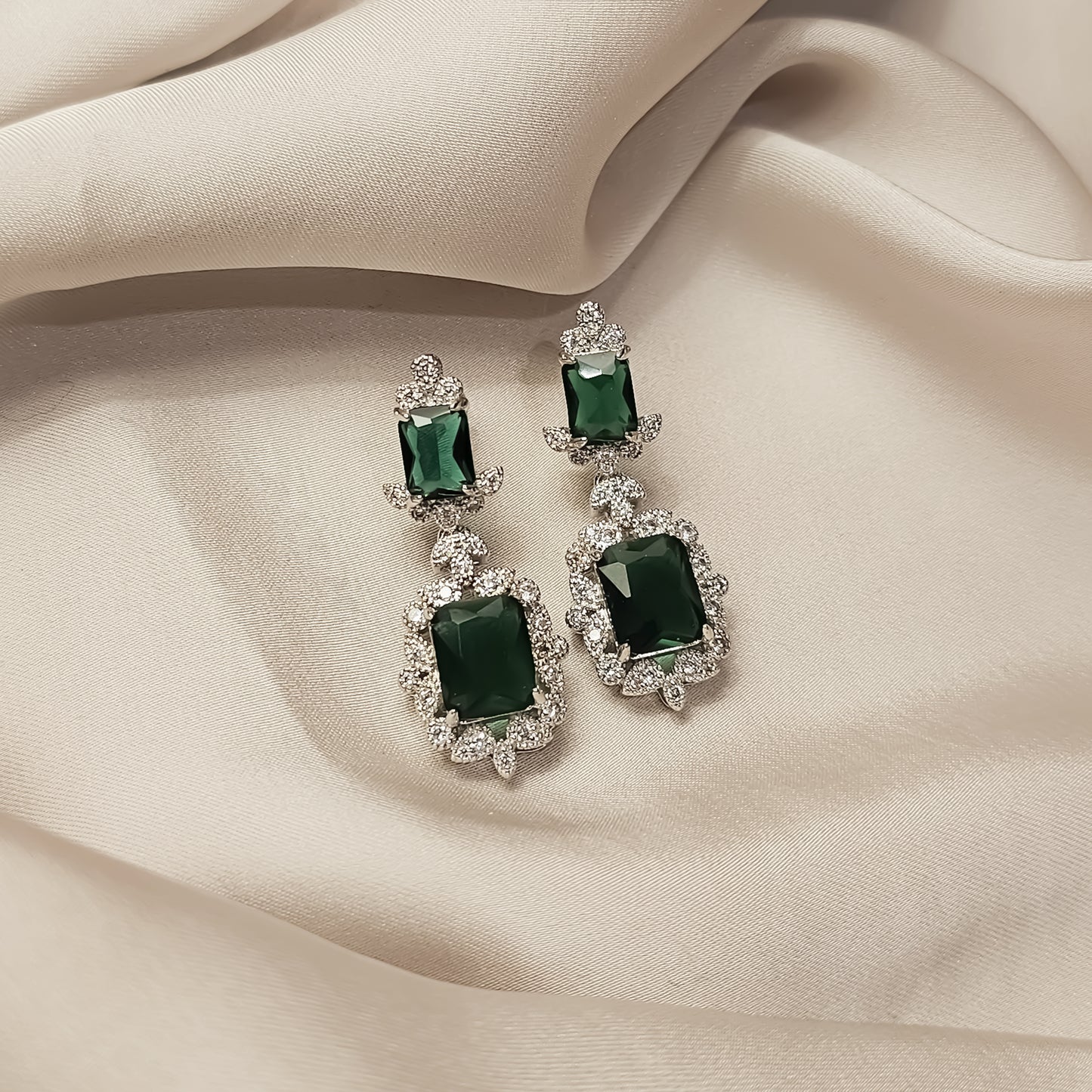 Emerald Cubic Zircon Earrings