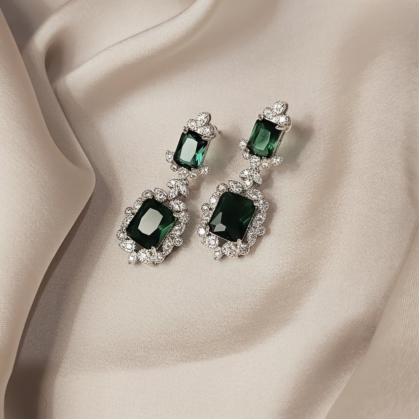 Emerald Cubic Zircon Earrings