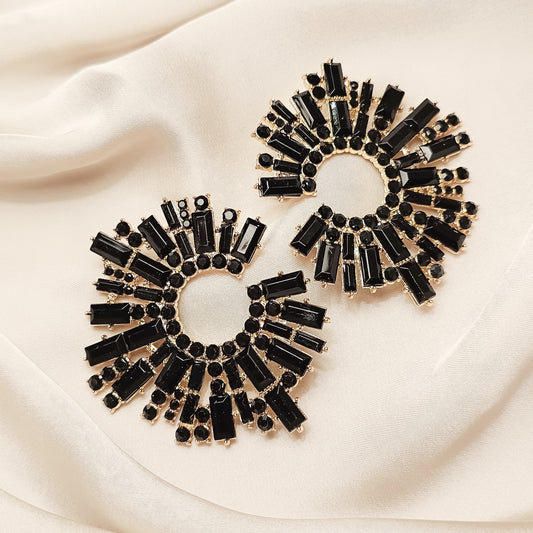 Rhinestone Sparkle Earring Black
