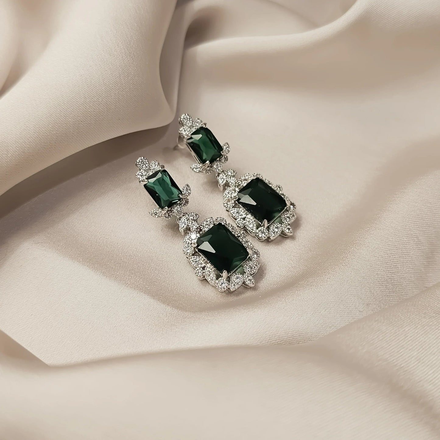 Emerald Cubic Zircon Earrings - FAH Jewelry