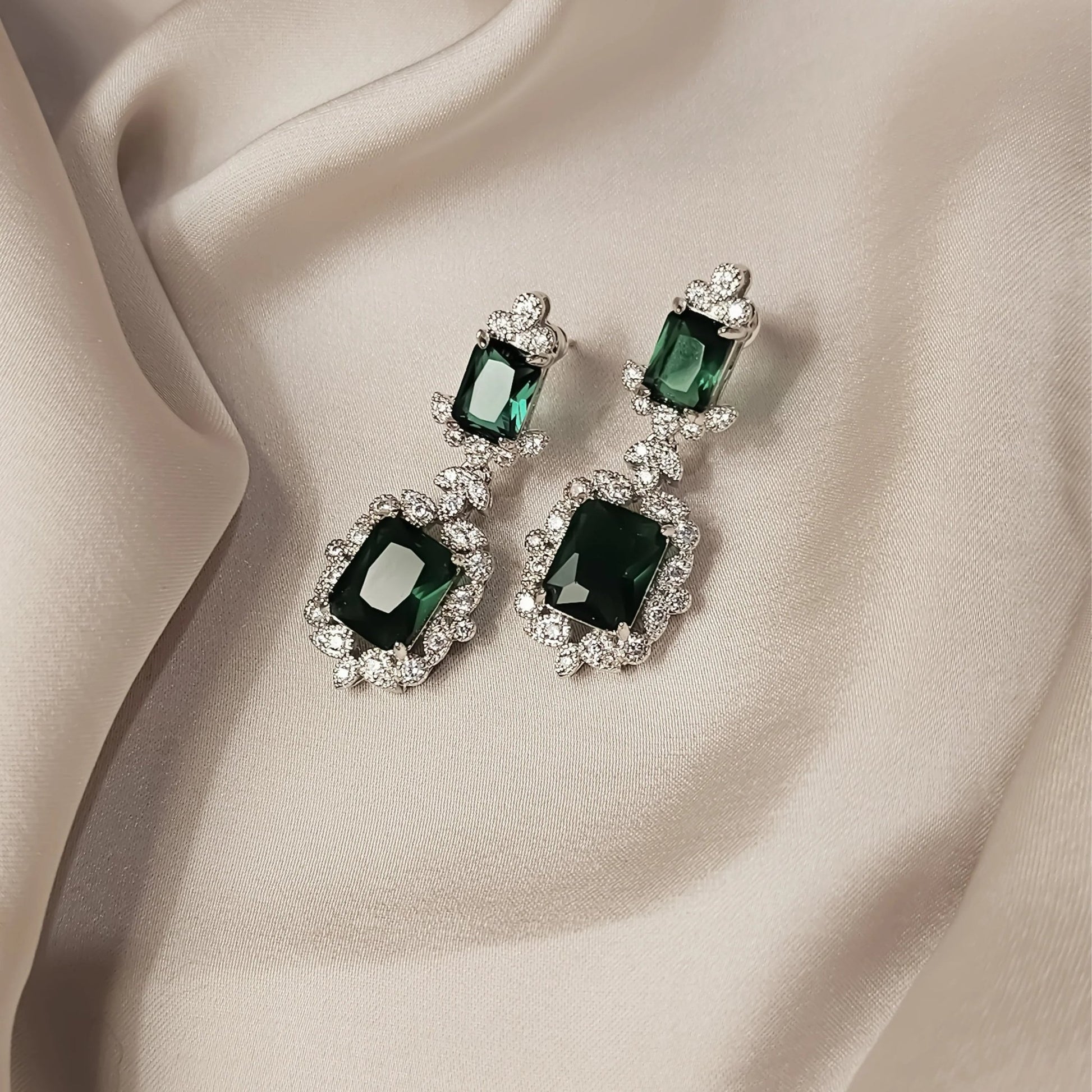 Emerald Cubic Zircon Earrings - FAH Jewelry