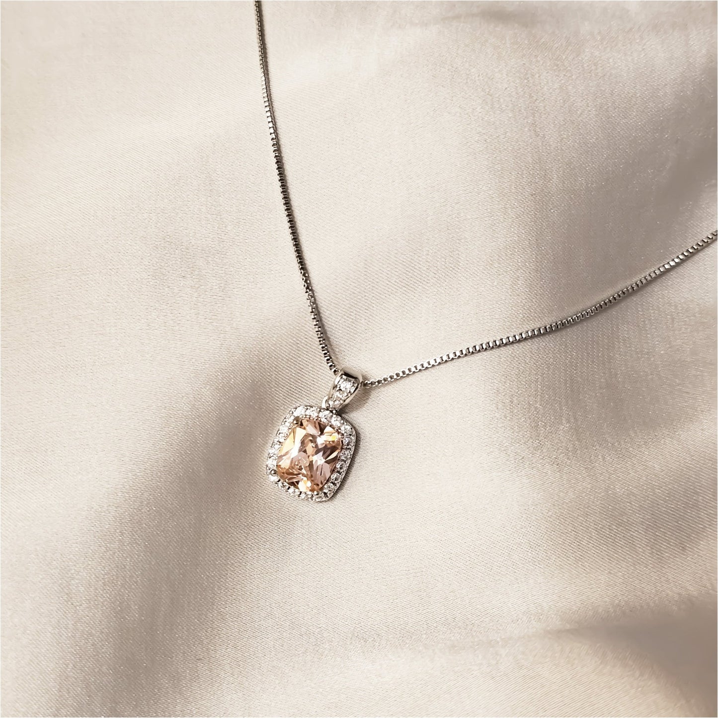 Exquisite Cubic Zirconia Decor Pendant Pink - FAH Jewelry