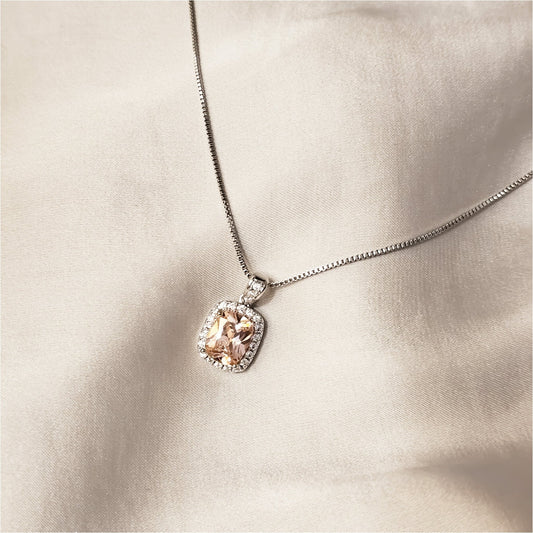 Exquisite Cubic Zirconia Decor Pendant Pink - FAH Jewelry