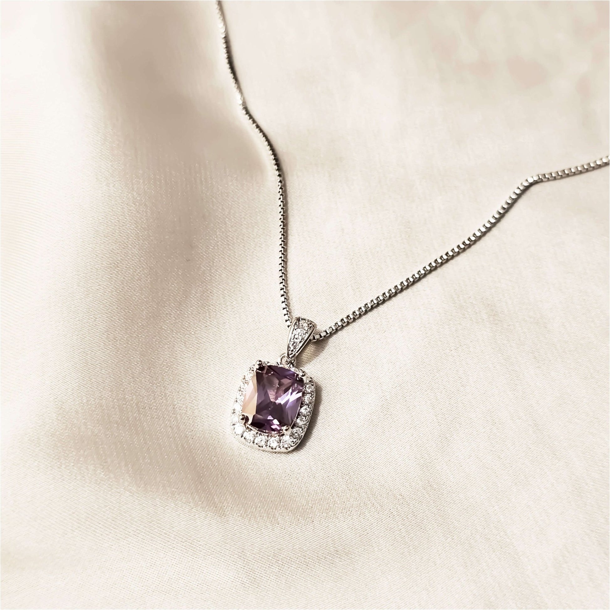 Exquisite Cubic Zirconia Decor Pendant Purple - FAH Jewelry