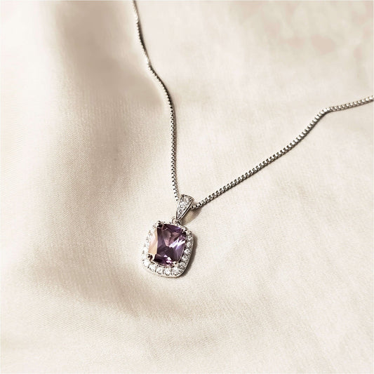 Exquisite Cubic Zirconia Decor Pendant Purple - FAH Jewelry