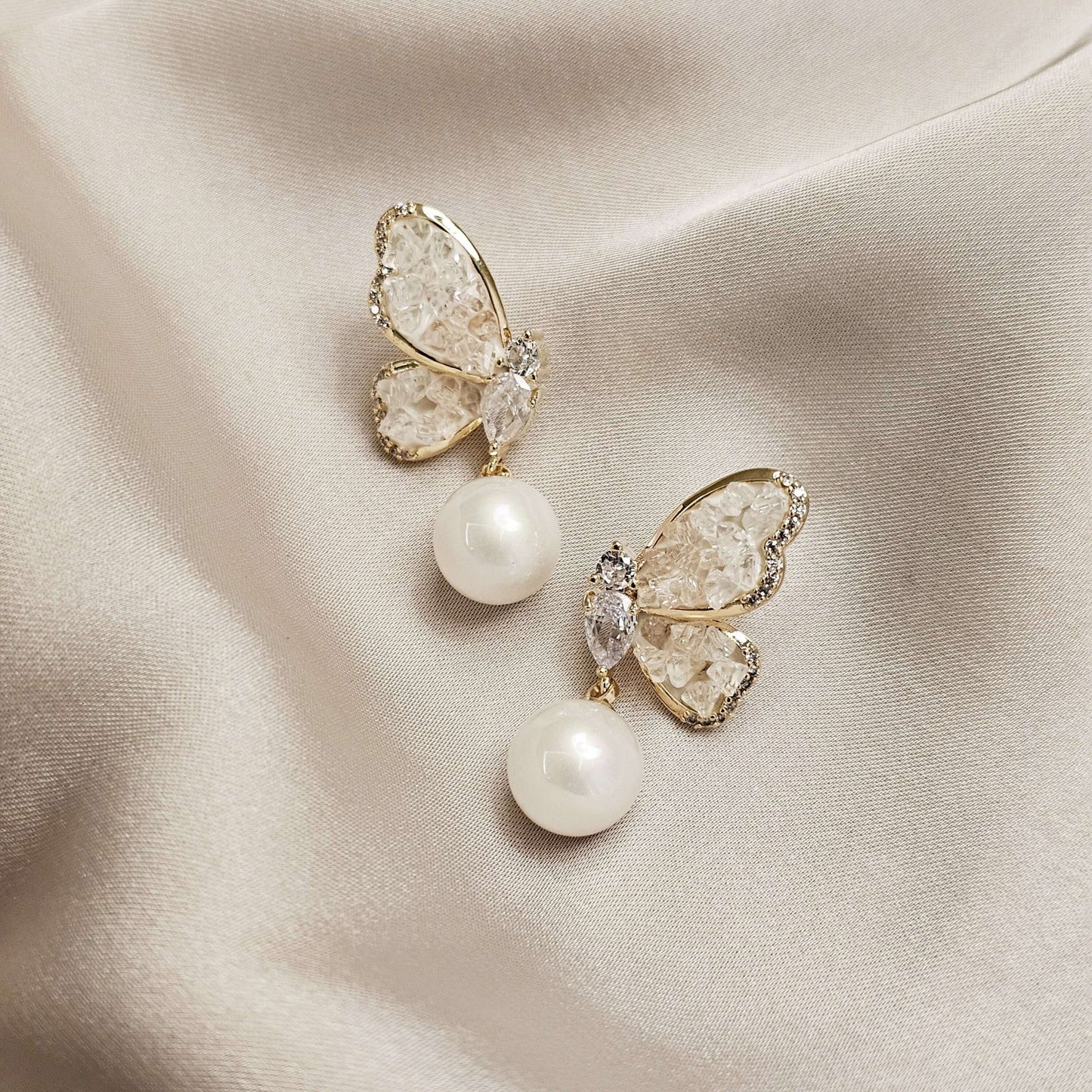 Fairy Light Luxury Butterfly Pearl Earrings - FAH Jewelry