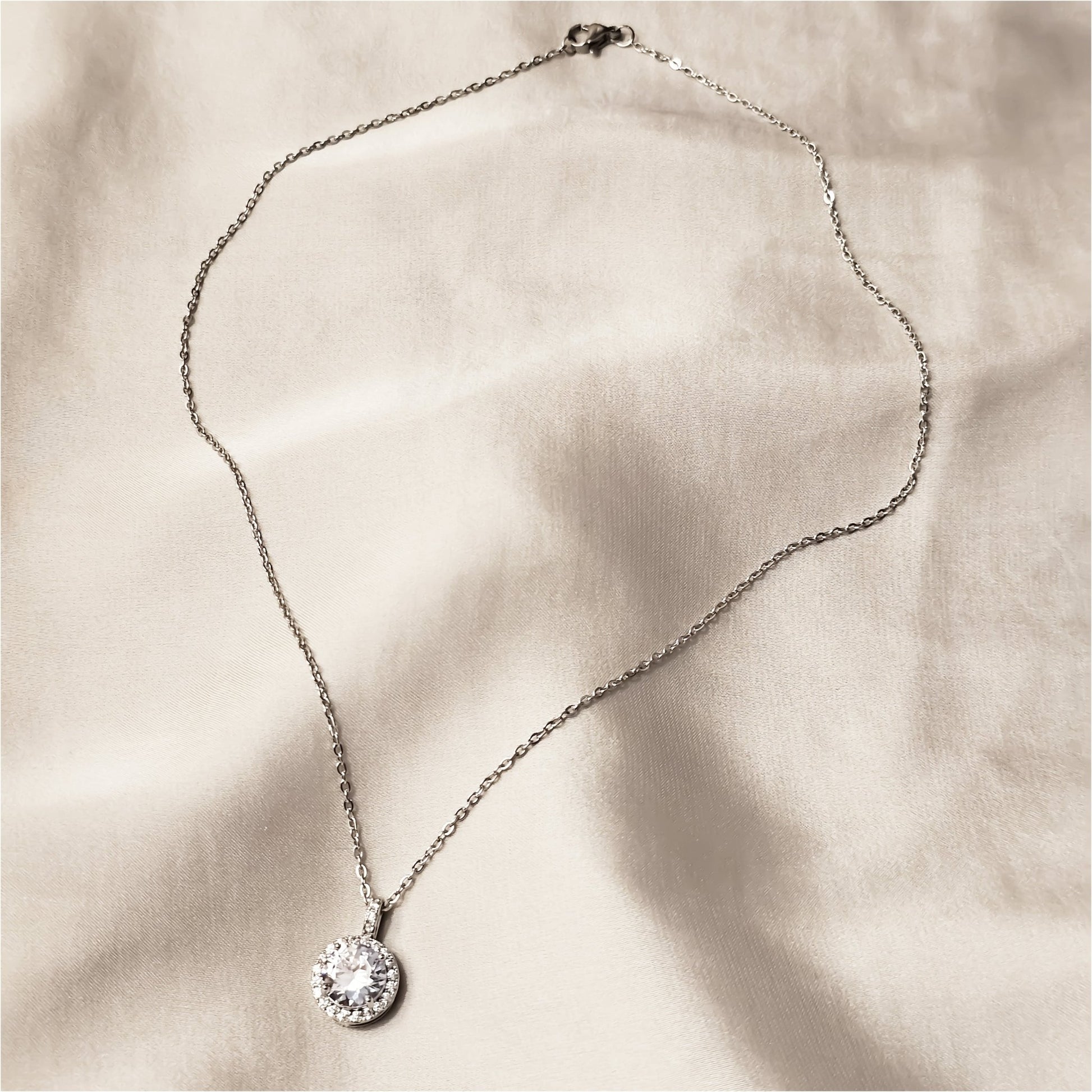 Gleaming Halo Circle Silver Pendant - FAH Jewelry