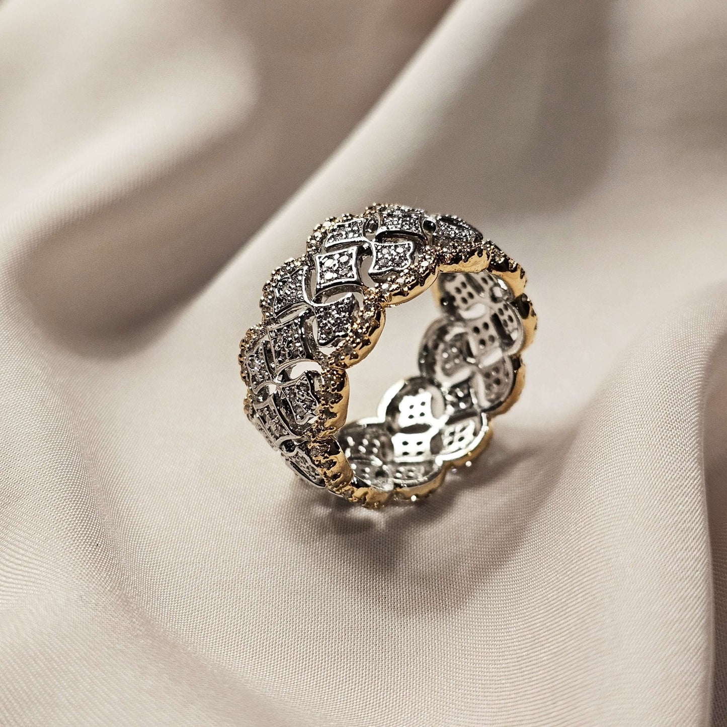 Gold Finish Cubic Emerlad Ring - FAH Jewelry