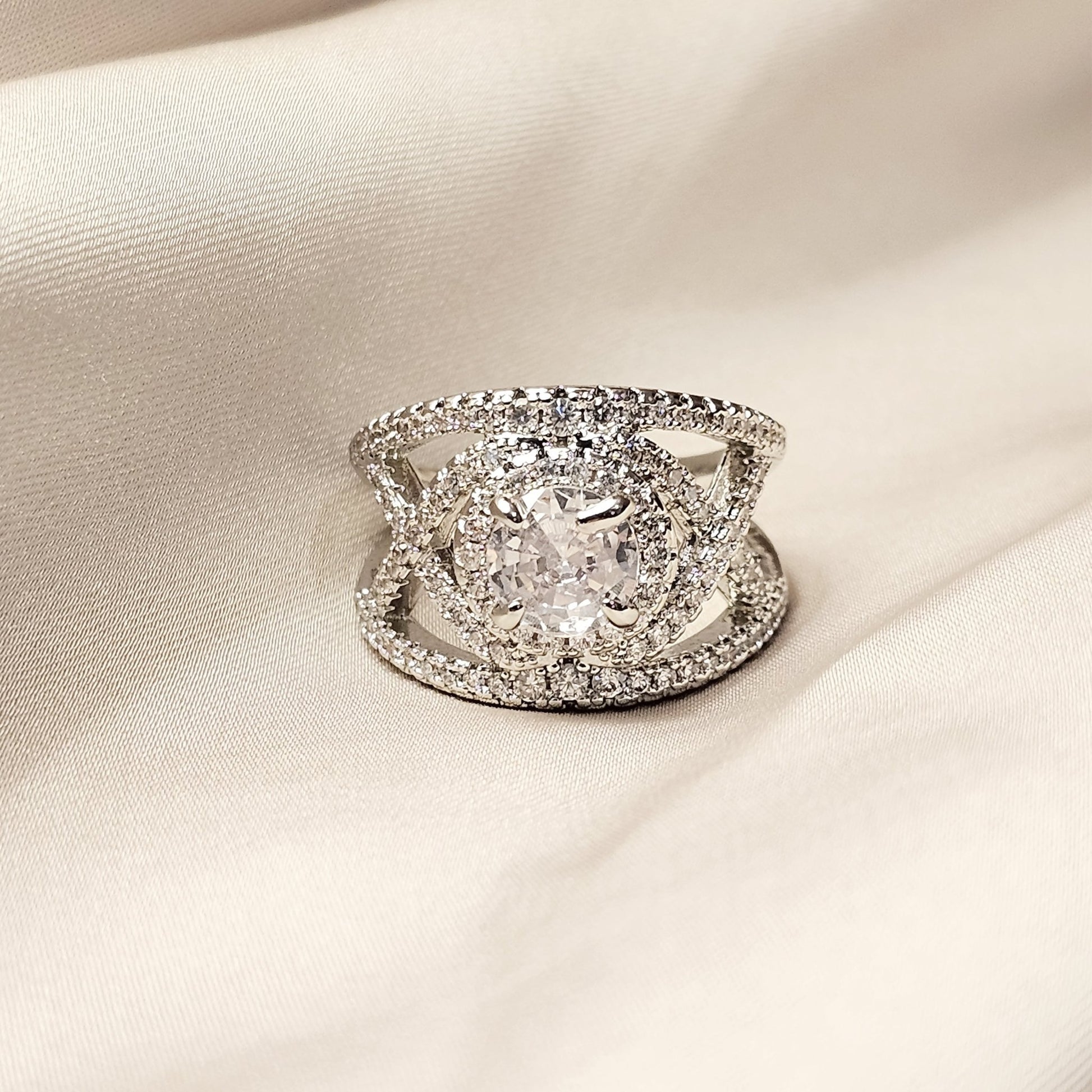 Half Up Half Down Cross Zirconica Ring - FAH Jewelry