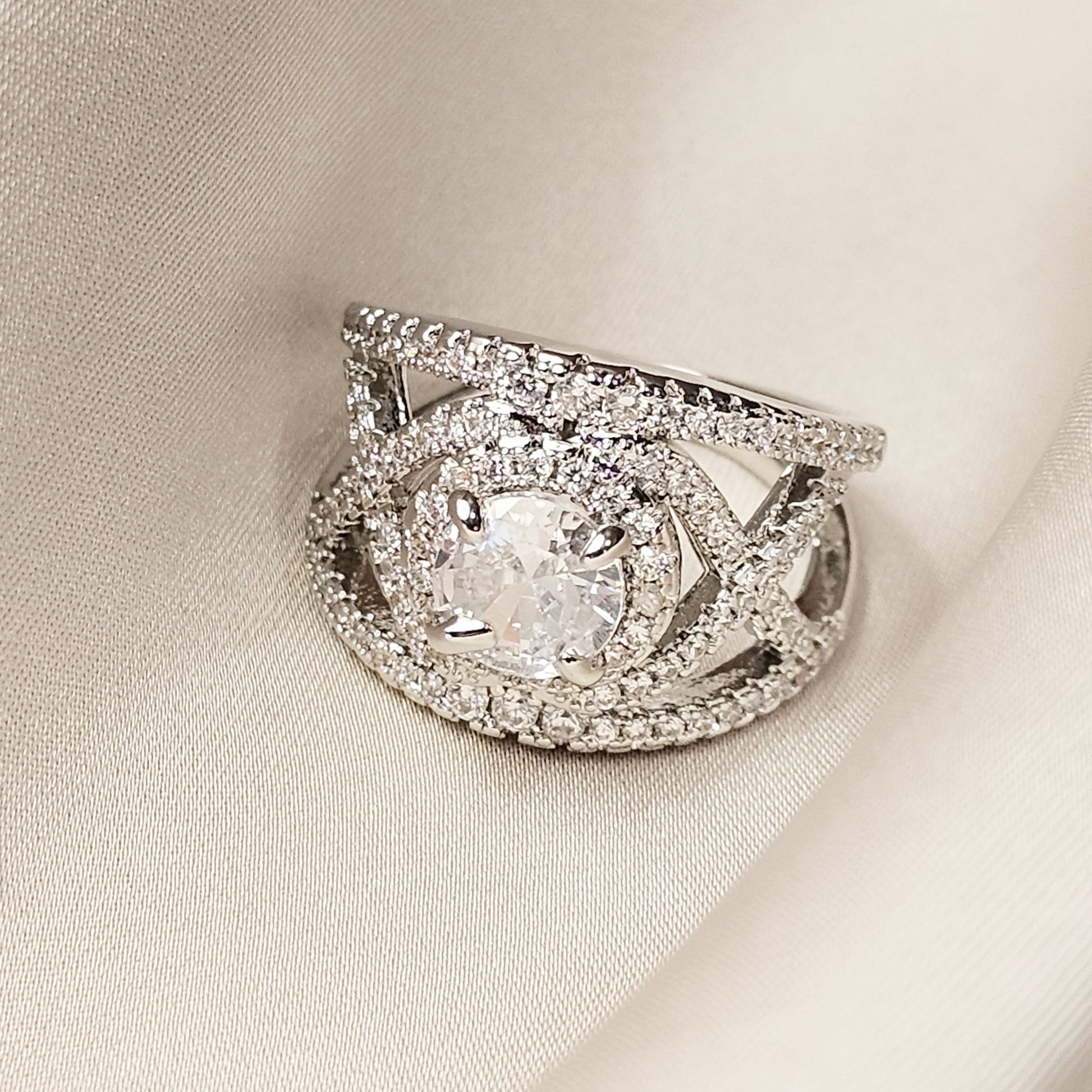 Half Up Half Down Cross Zirconica Ring - FAH Jewelry