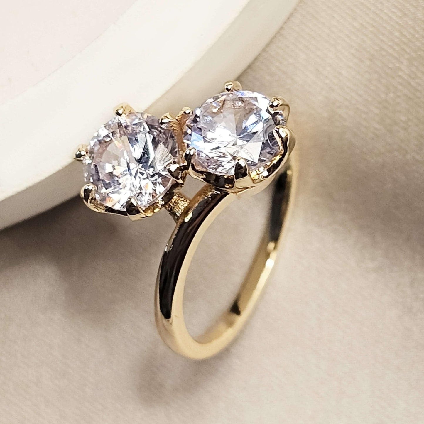 Huretailers - Cubic double round gold ring - FAH Jewelry