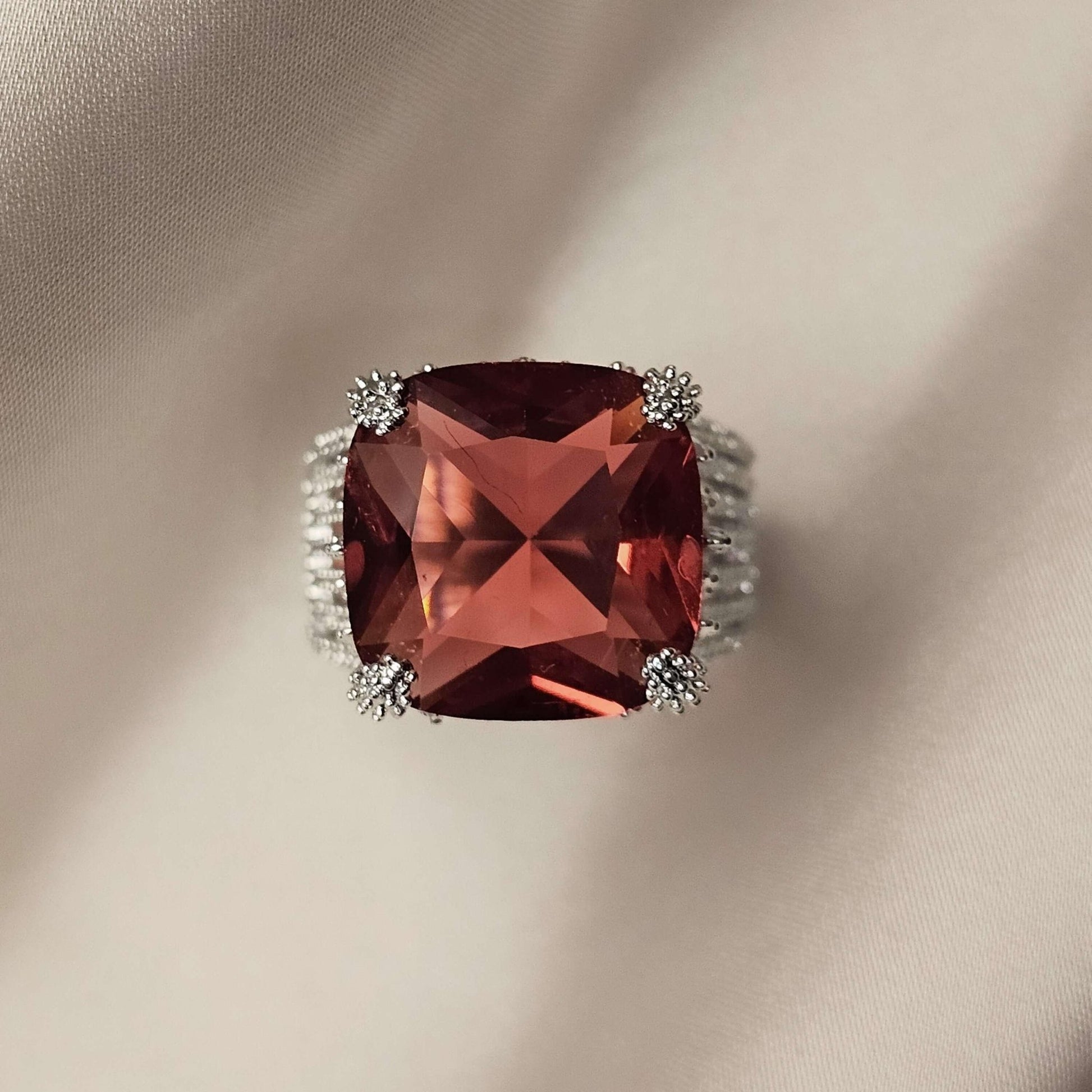 Luxurious Charming Faux Ruby Ring Cubic Square Zirconia Ring - FAH Jewelry