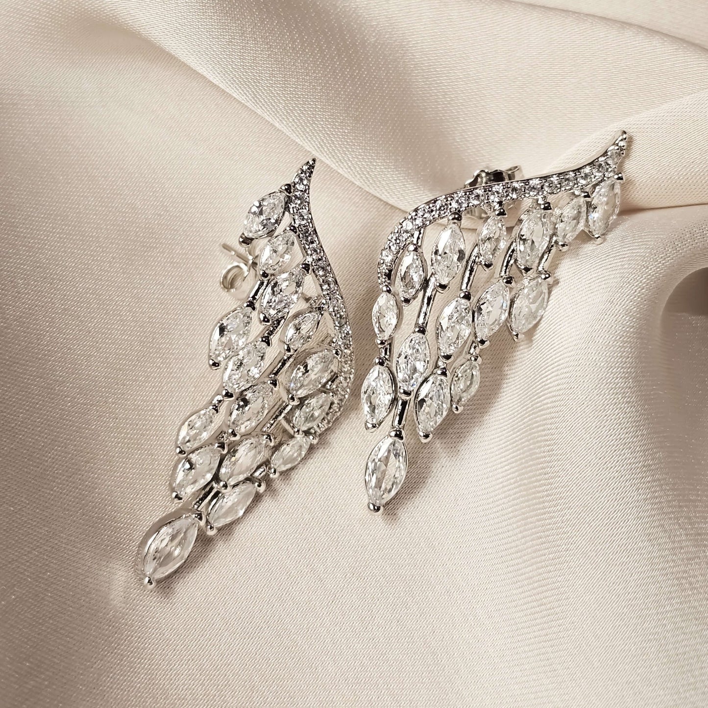 Majestic Angel Wing Silver Earrings - FAH Jewelry