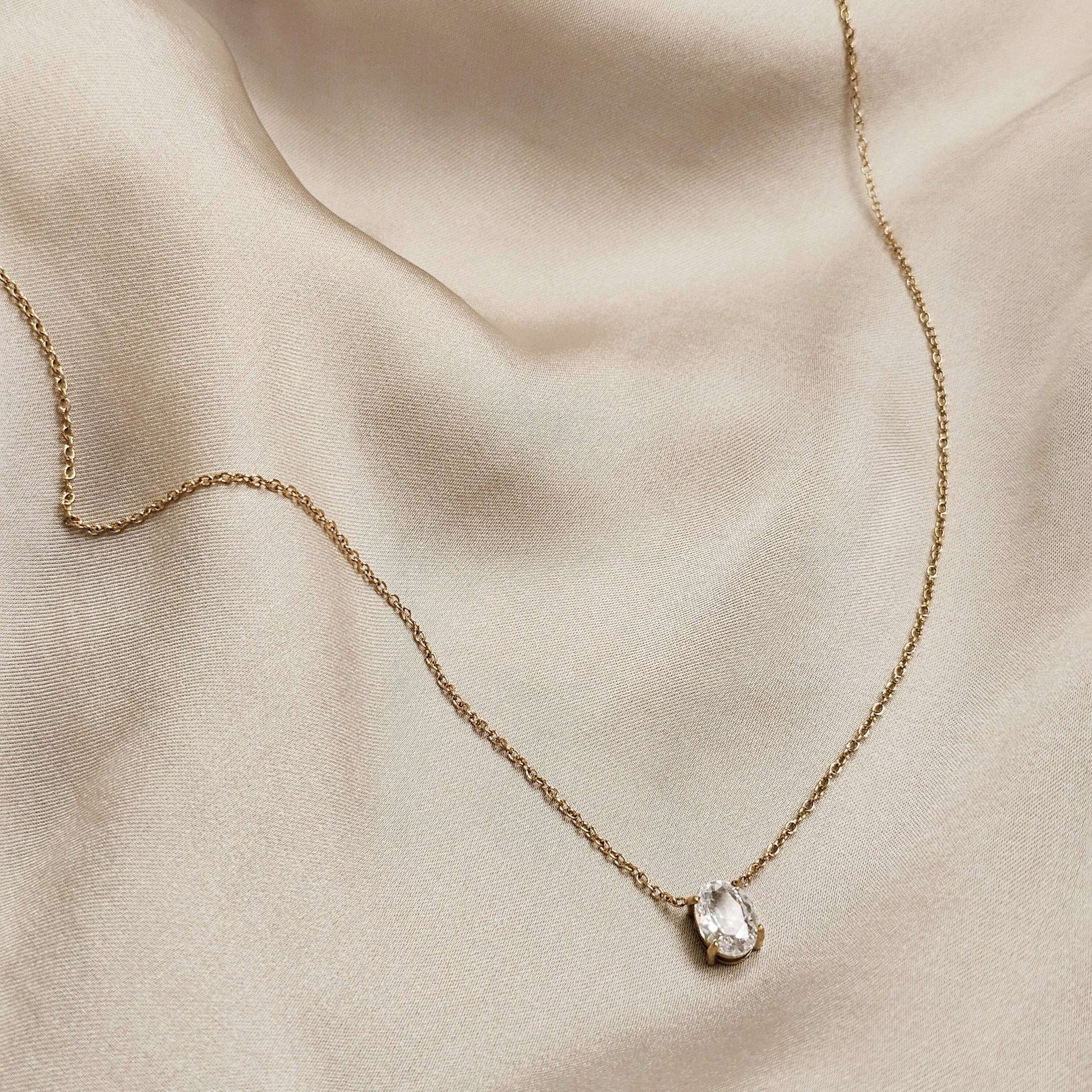 Minimalistic One Stone Diamond Zircon Pendant Stainless Steel - FAH Jewelry