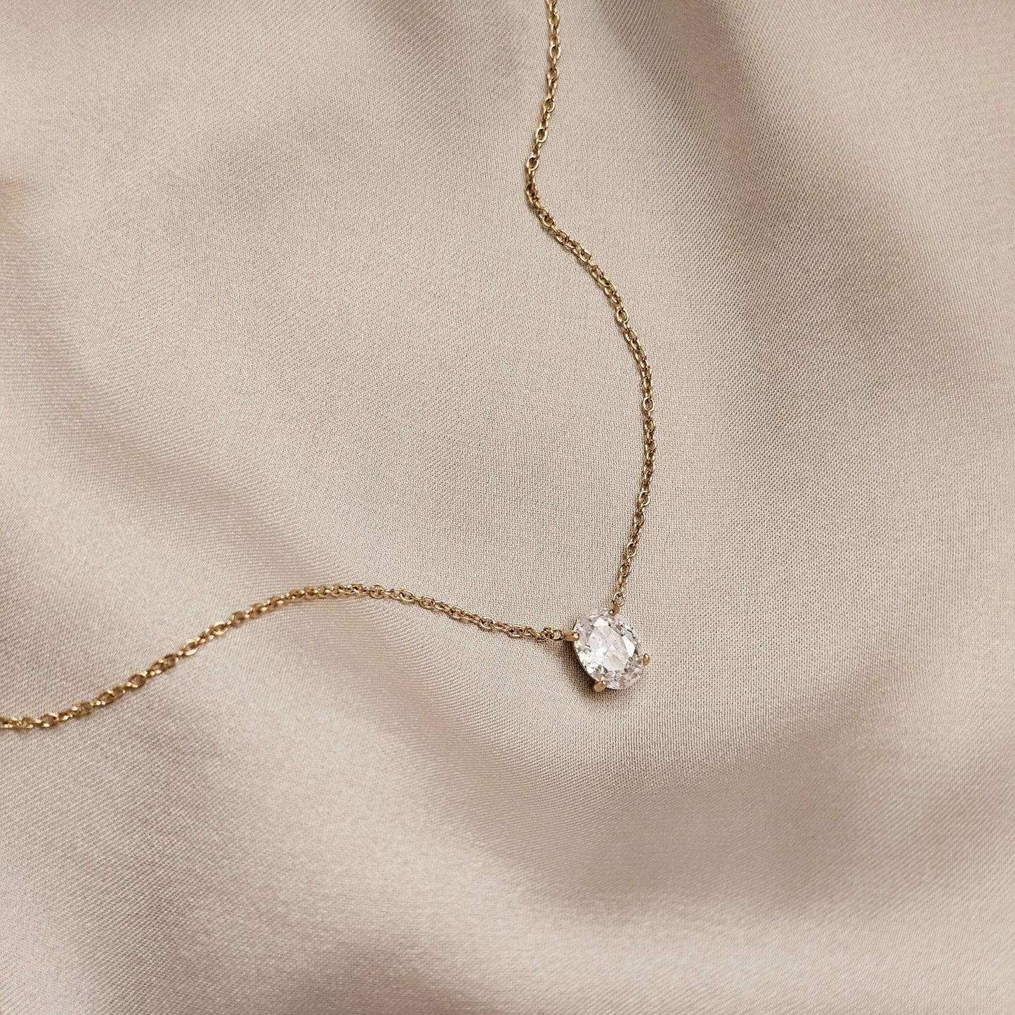 Minimalistic One Stone Diamond Zircon Pendant Stainless Steel - FAH Jewelry