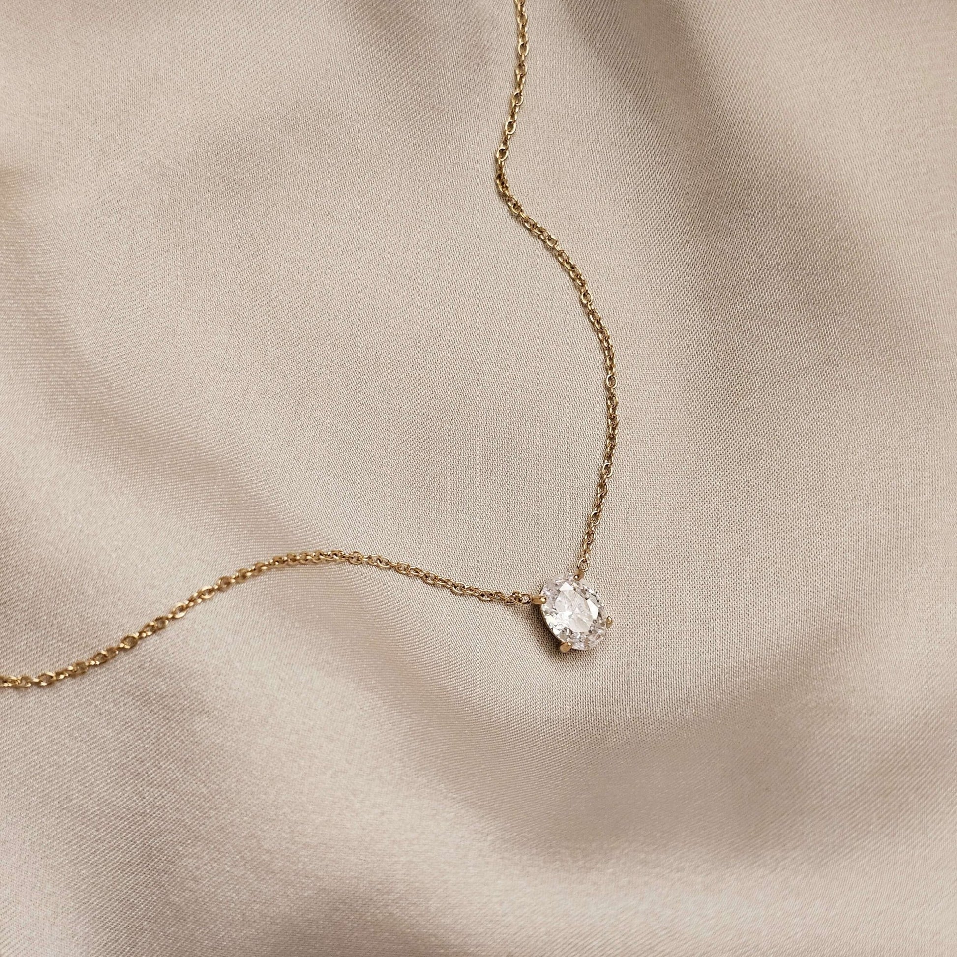 Minimalistic One Stone Diamond Zircon Pendant Stainless Steel - FAH Jewelry