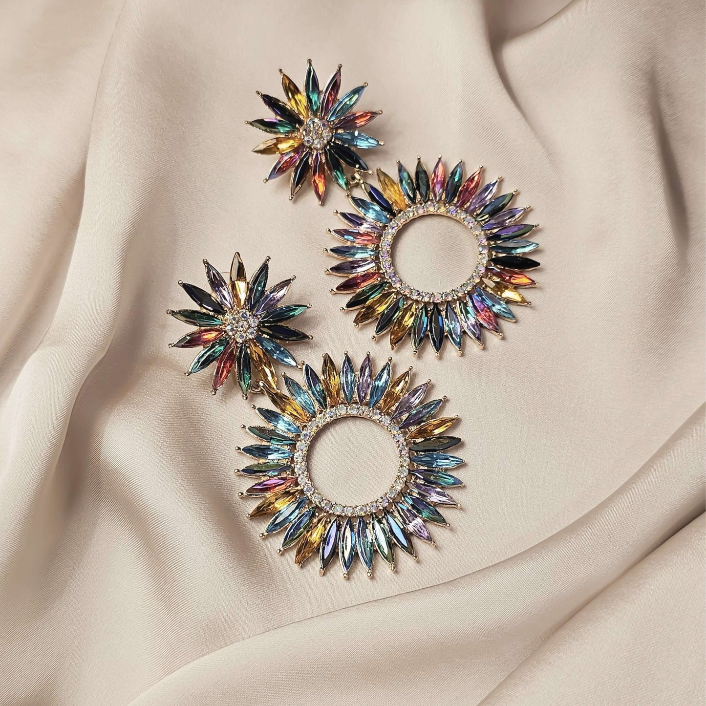 Multi Crystal Round Earrings - FAH Jewelry